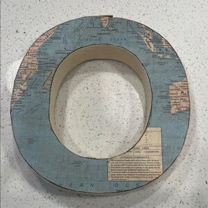 Anthropologie Blue and Tan Map Wall Decor
